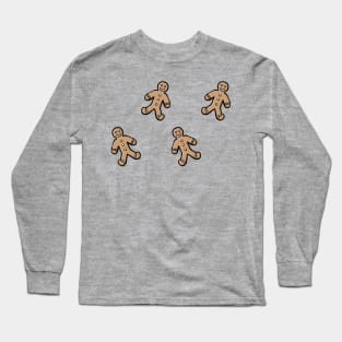 Simple cute cartoon gingerbread man pattern autumn winter digital design illustration Long Sleeve T-Shirt